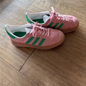 Adidas Women's Suede Pink and Green Gazelles